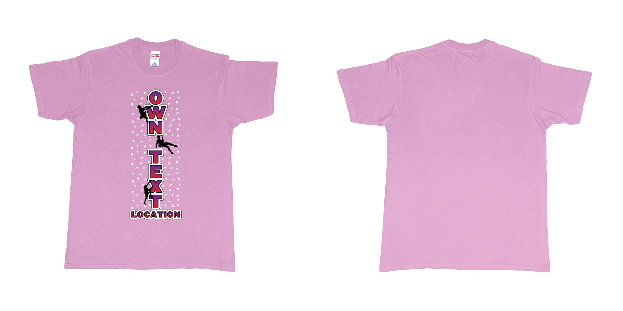Custom tshirt design bolder climbing rock climbing own custom text location tshirt design in fabric color light-pink choice your own text made in Bali by The Pirate Way