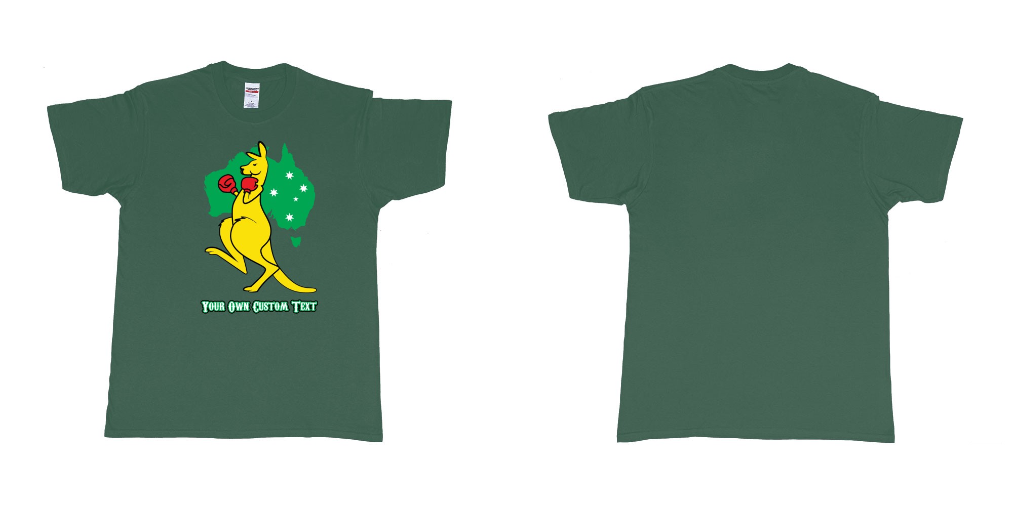 Custom tshirt design boxing kangaroo in fabric color forest-green choice your own text made in Bali by The Pirate Way