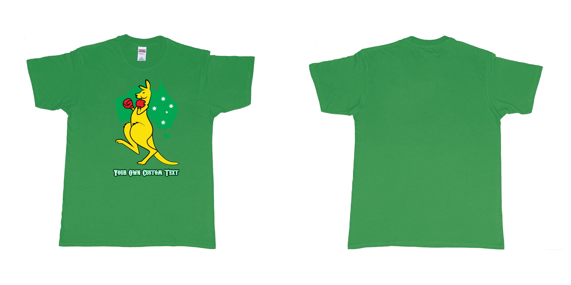 Custom tshirt design boxing kangaroo in fabric color irish-green choice your own text made in Bali by The Pirate Way