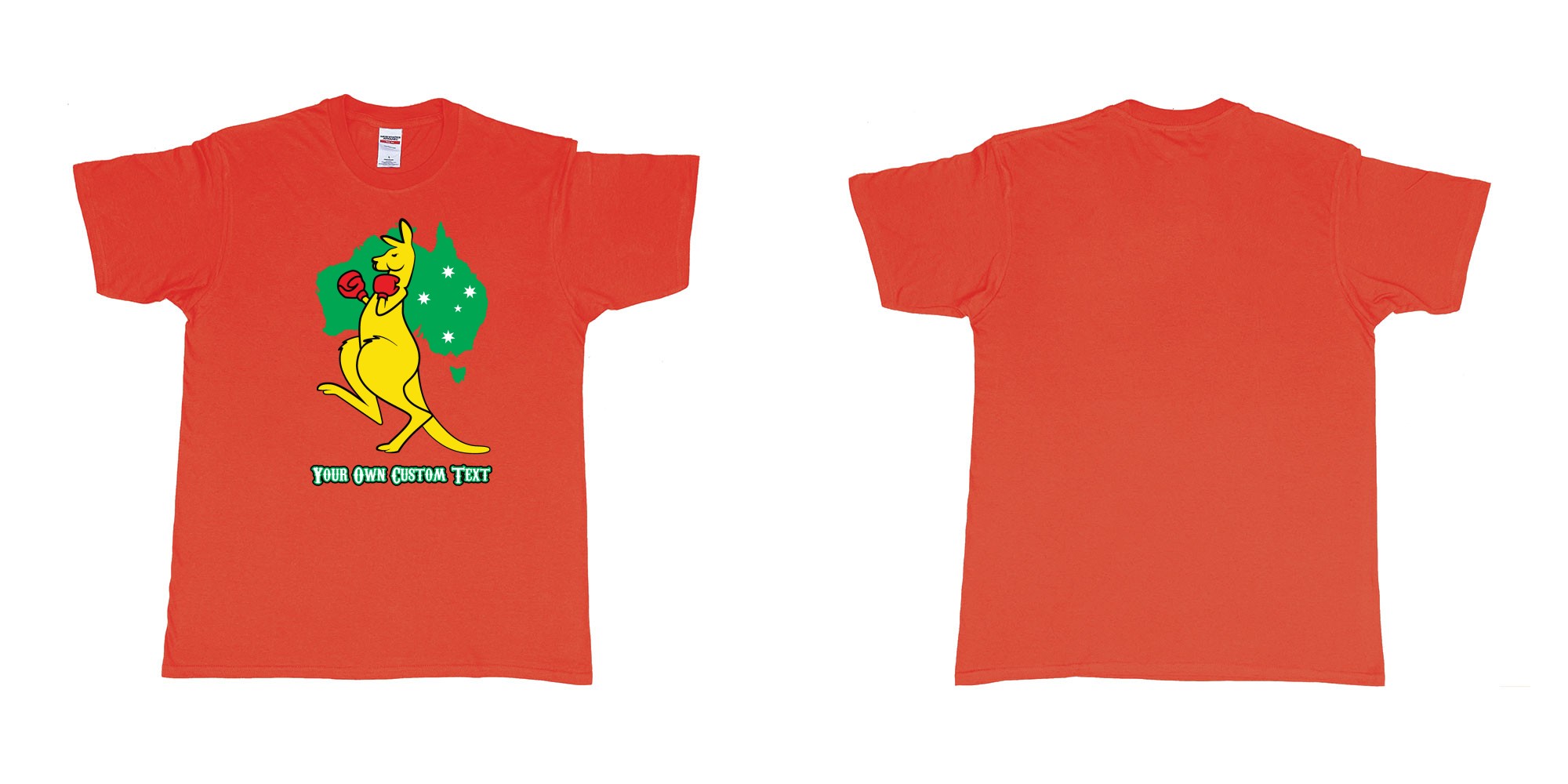 Custom tshirt design boxing kangaroo in fabric color red choice your own text made in Bali by The Pirate Way
