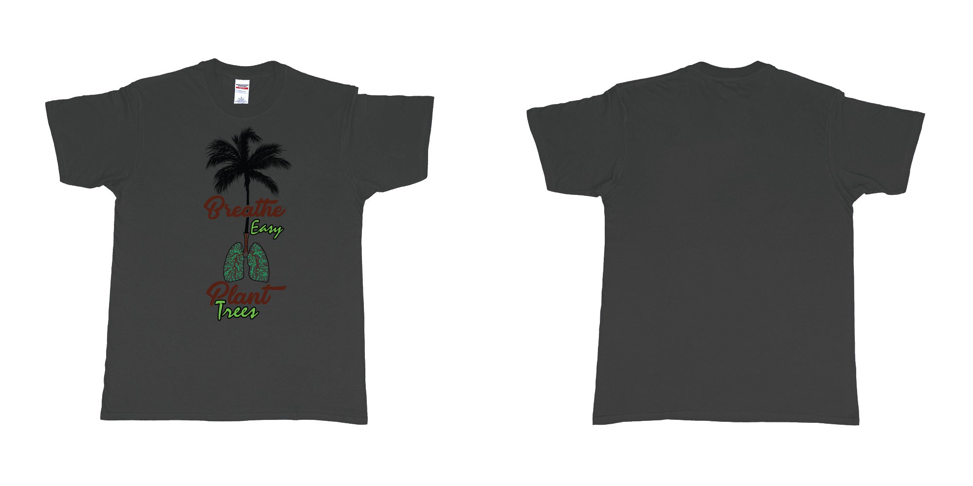 Custom tshirt design breathe easy and plant a tree for better air for everyone in fabric color black choice your own text made in Bali by The Pirate Way