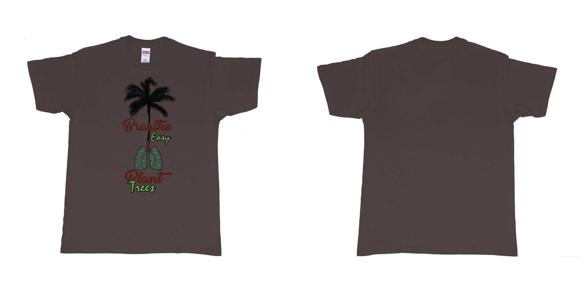 Custom tshirt design breathe easy and plant a tree for better air for everyone in fabric color dark-chocolate choice your own text made in Bali by The Pirate Way
