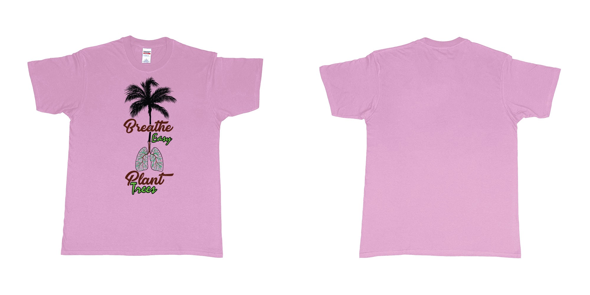 Custom tshirt design breathe easy and plant a tree for better air for everyone in fabric color light-pink choice your own text made in Bali by The Pirate Way