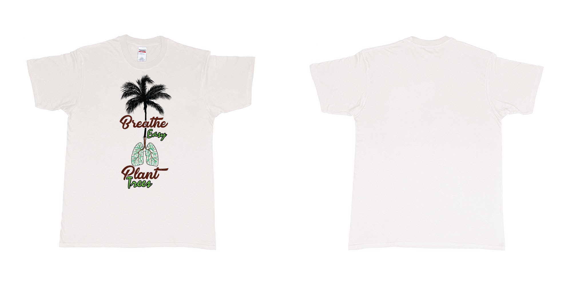 Custom tshirt design breathe easy and plant a tree for better air for everyone in fabric color white choice your own text made in Bali by The Pirate Way