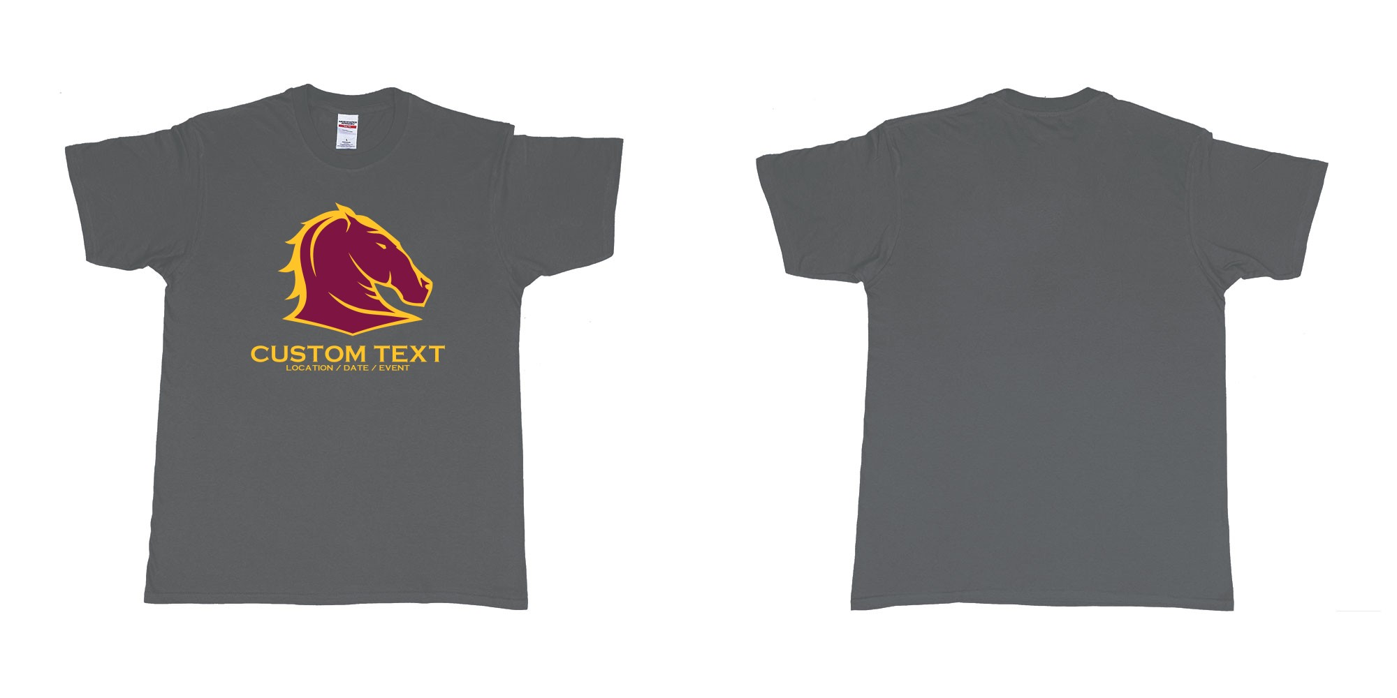 Custom tshirt design brisbane broncos australian professional rugby league football club queensland in fabric color charcoal choice your own text made in Bali by The Pirate Way