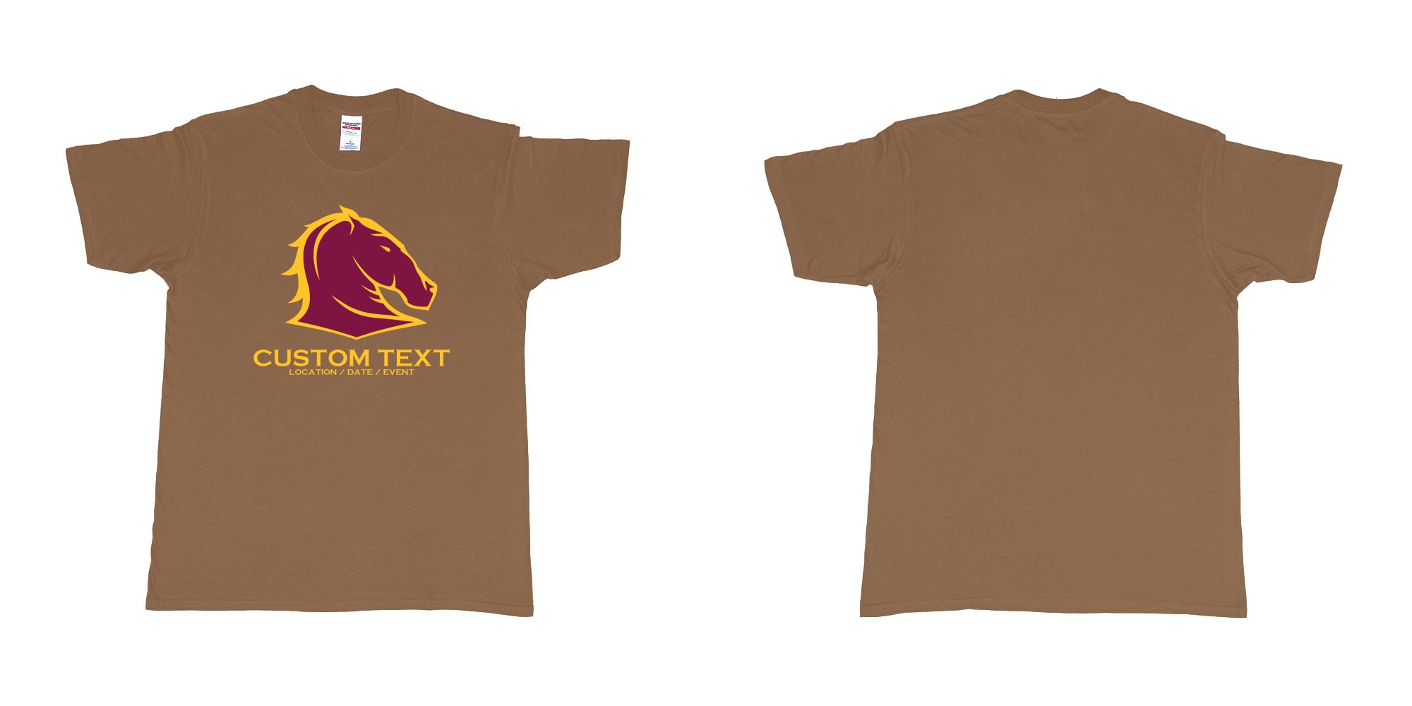 Custom tshirt design brisbane broncos australian professional rugby league football club queensland in fabric color chestnut choice your own text made in Bali by The Pirate Way