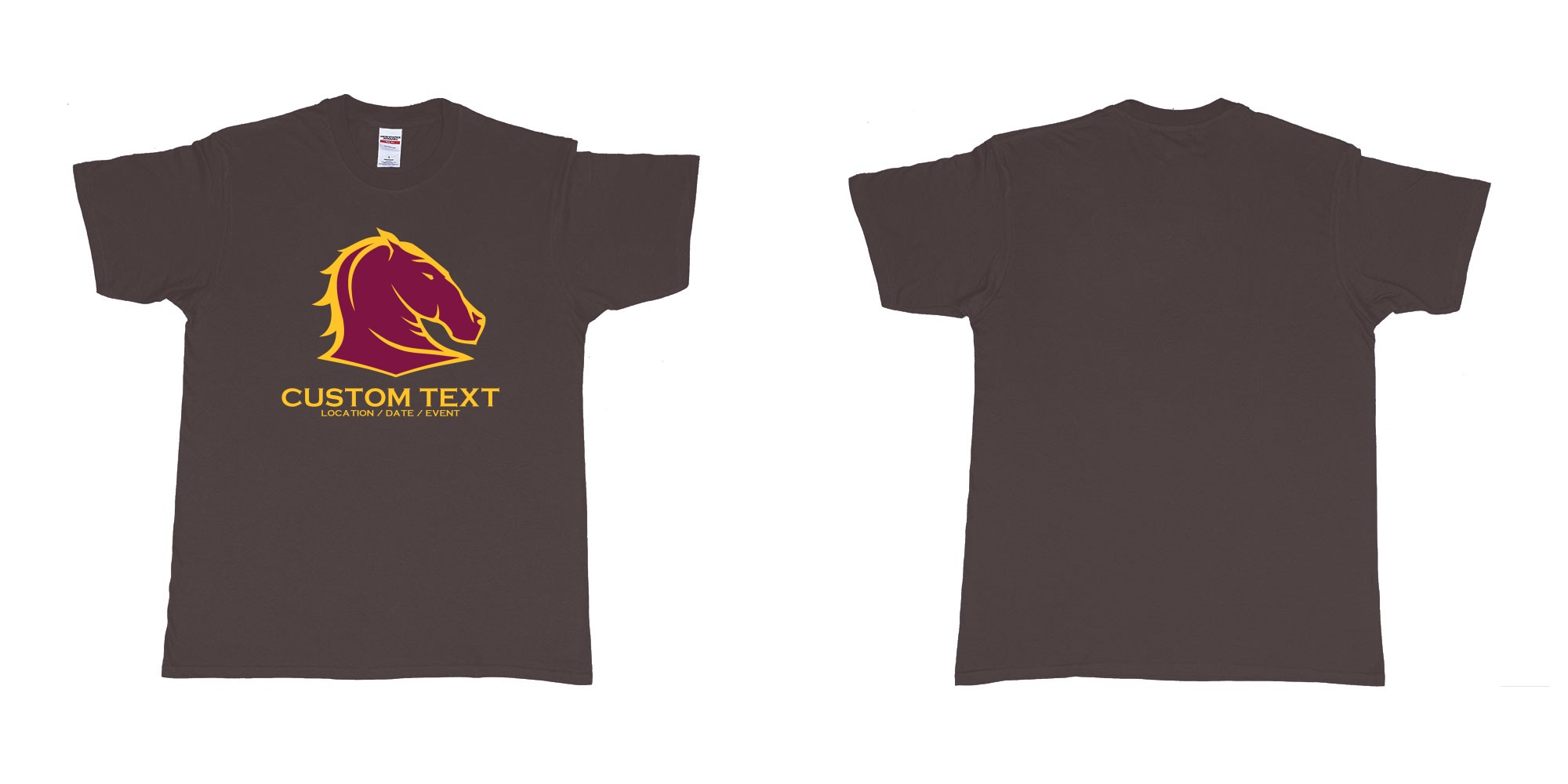 Custom tshirt design brisbane broncos australian professional rugby league football club queensland in fabric color dark-chocolate choice your own text made in Bali by The Pirate Way