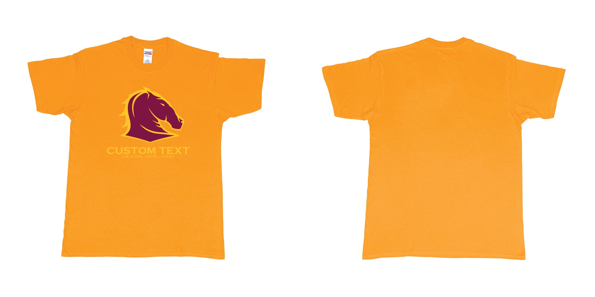Custom tshirt design brisbane broncos australian professional rugby league football club queensland in fabric color gold choice your own text made in Bali by The Pirate Way