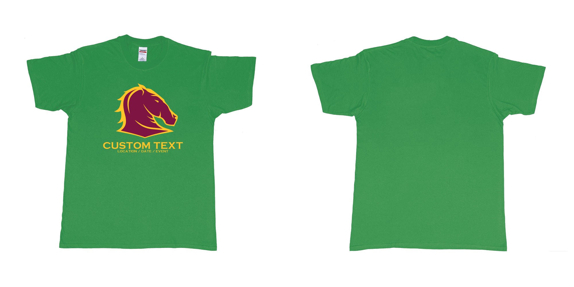 Custom tshirt design brisbane broncos australian professional rugby league football club queensland in fabric color irish-green choice your own text made in Bali by The Pirate Way