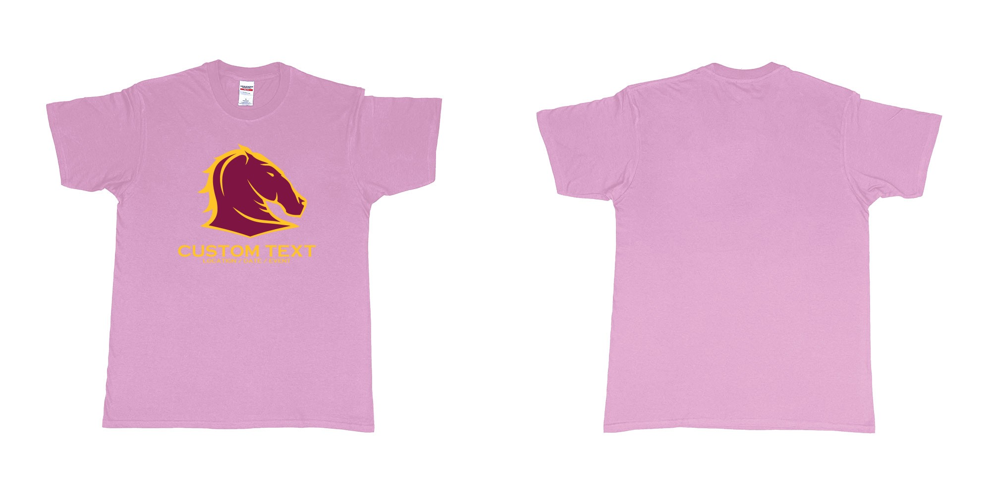 Custom tshirt design brisbane broncos australian professional rugby league football club queensland in fabric color light-pink choice your own text made in Bali by The Pirate Way