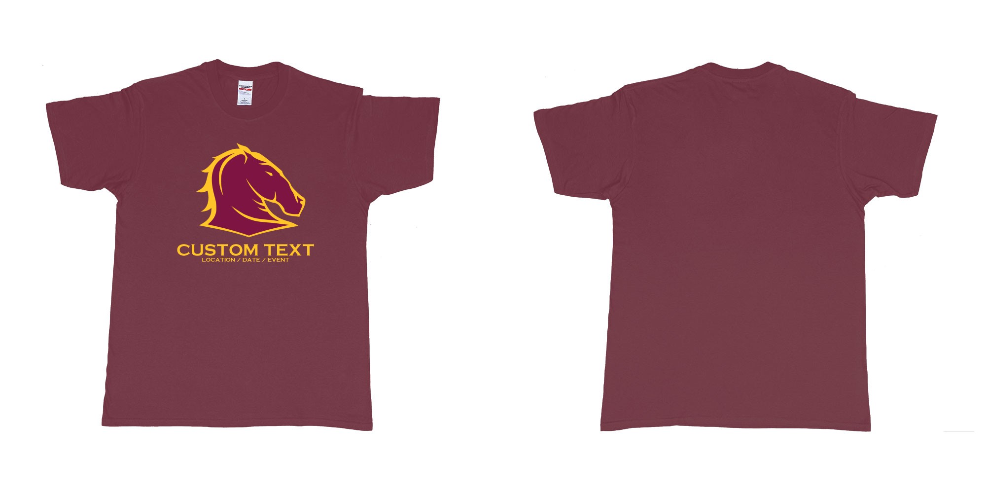 Custom tshirt design brisbane broncos australian professional rugby league football club queensland in fabric color marron choice your own text made in Bali by The Pirate Way