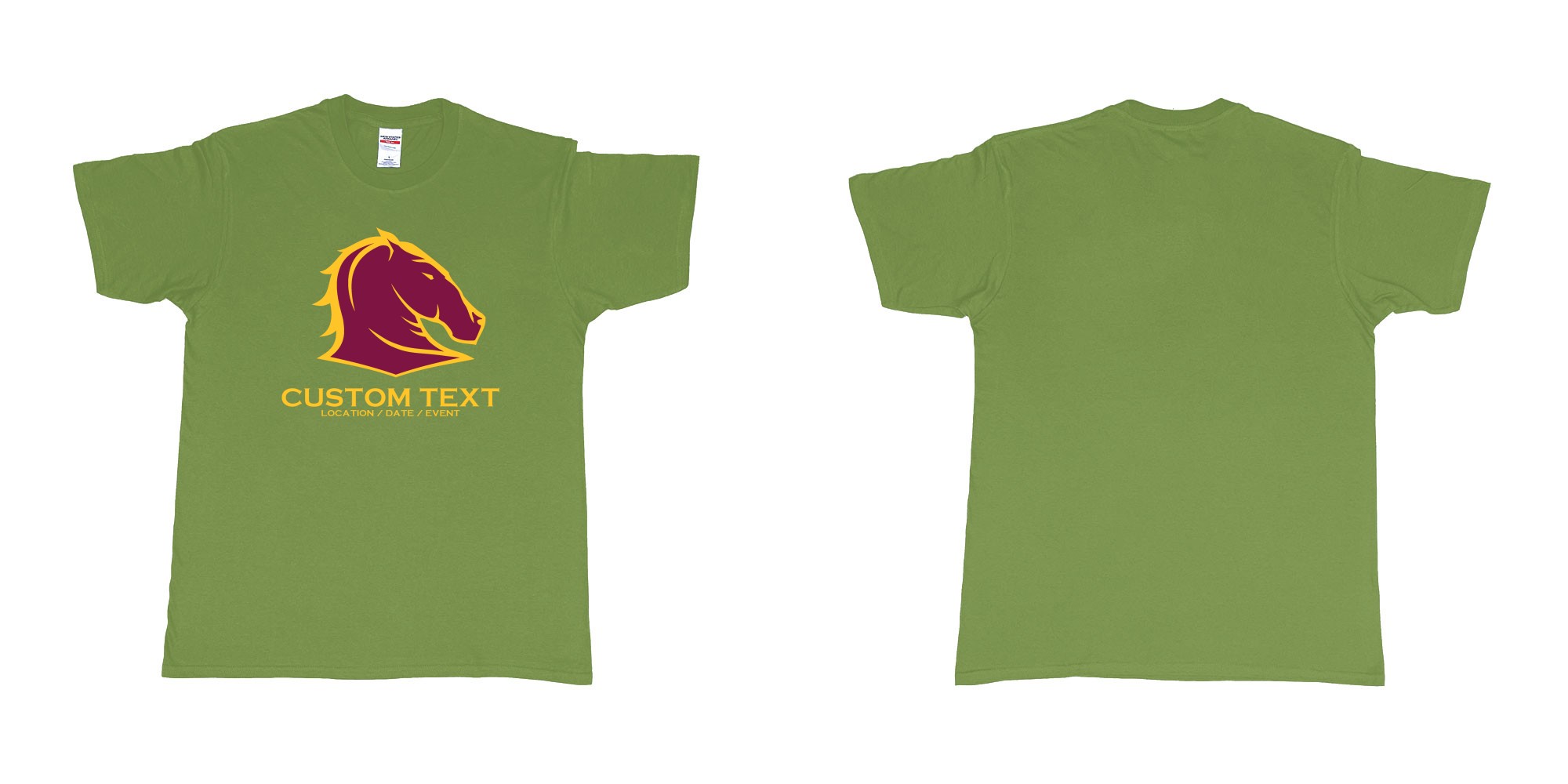 Custom tshirt design brisbane broncos australian professional rugby league football club queensland in fabric color military-green choice your own text made in Bali by The Pirate Way