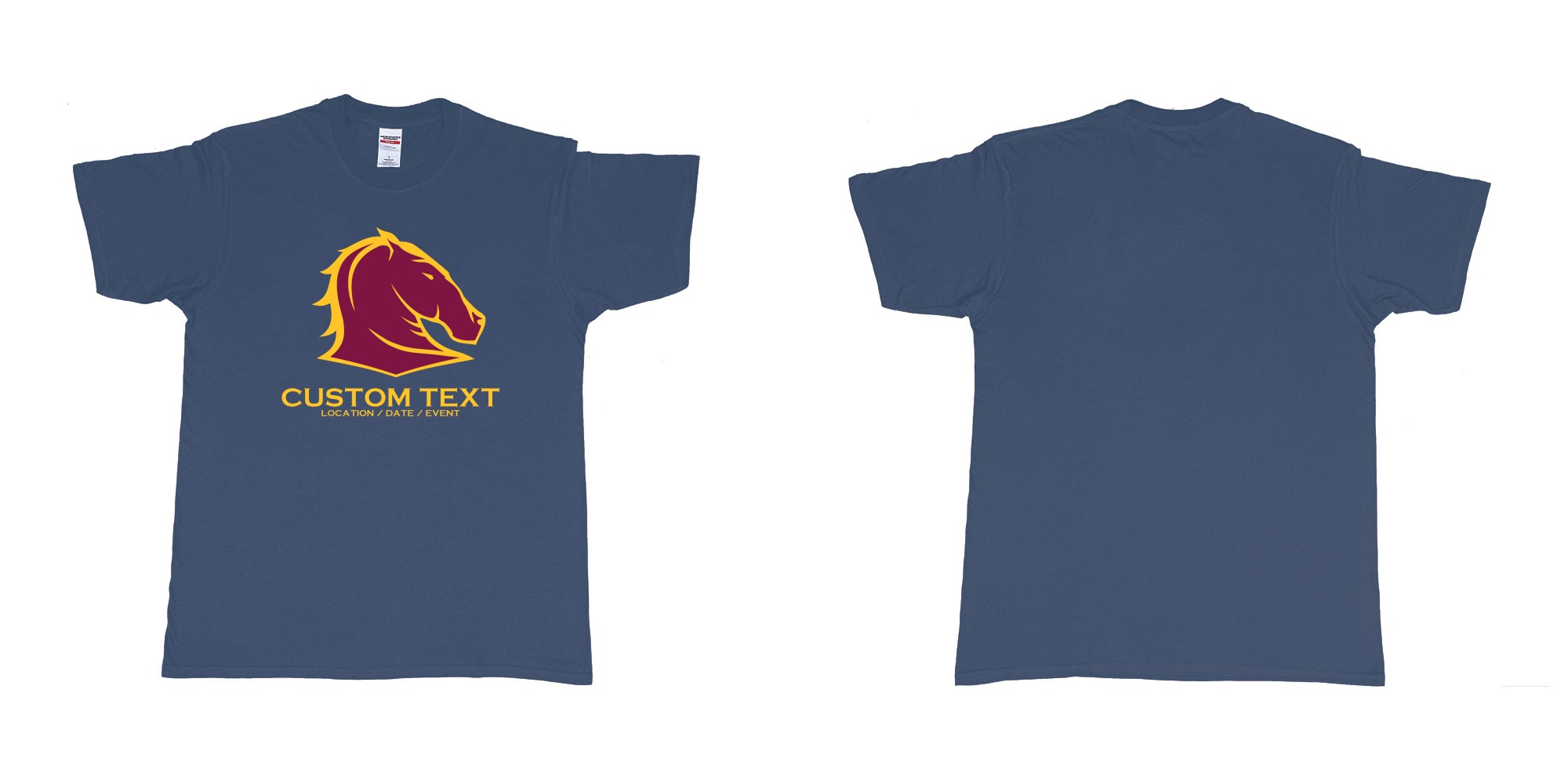 Custom tshirt design brisbane broncos australian professional rugby league football club queensland in fabric color navy choice your own text made in Bali by The Pirate Way