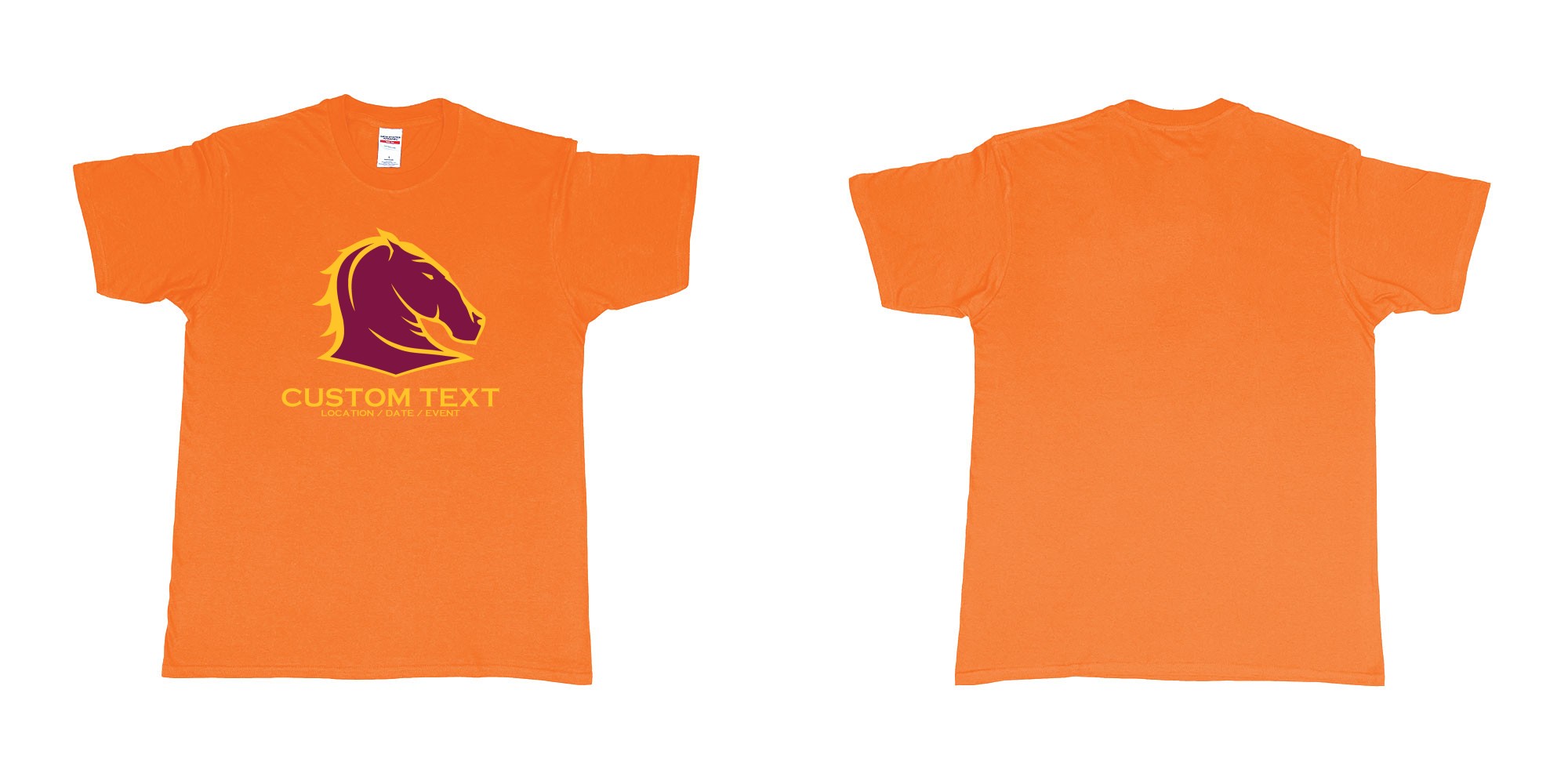 Custom tshirt design brisbane broncos australian professional rugby league football club queensland in fabric color orange choice your own text made in Bali by The Pirate Way