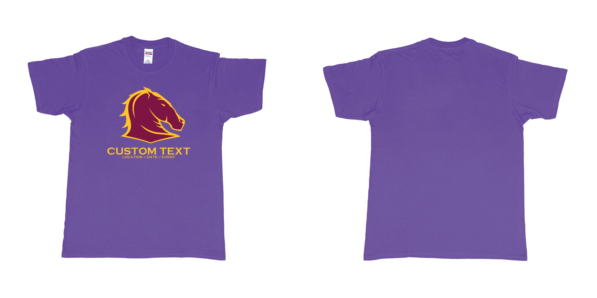 Custom tshirt design brisbane broncos australian professional rugby league football club queensland in fabric color purple choice your own text made in Bali by The Pirate Way