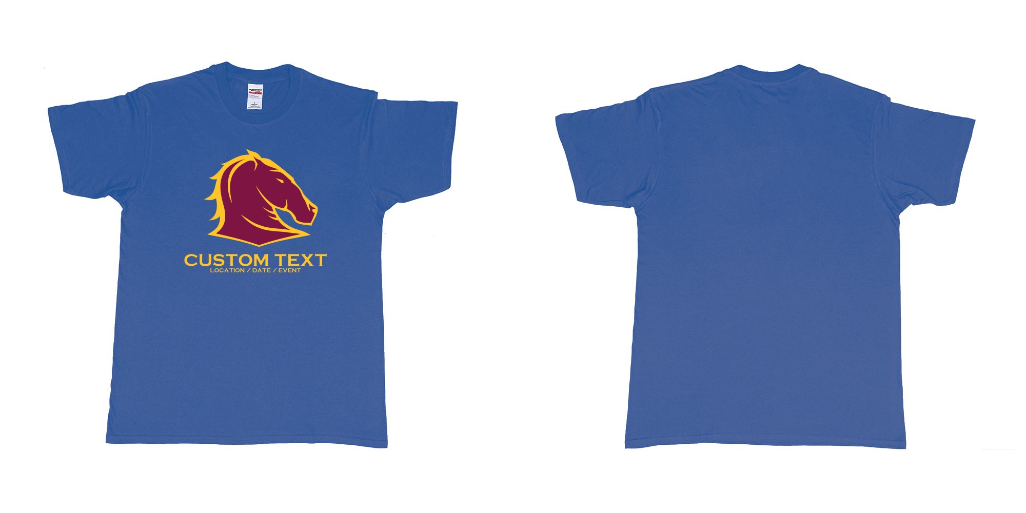 Custom tshirt design brisbane broncos australian professional rugby league football club queensland in fabric color royal-blue choice your own text made in Bali by The Pirate Way