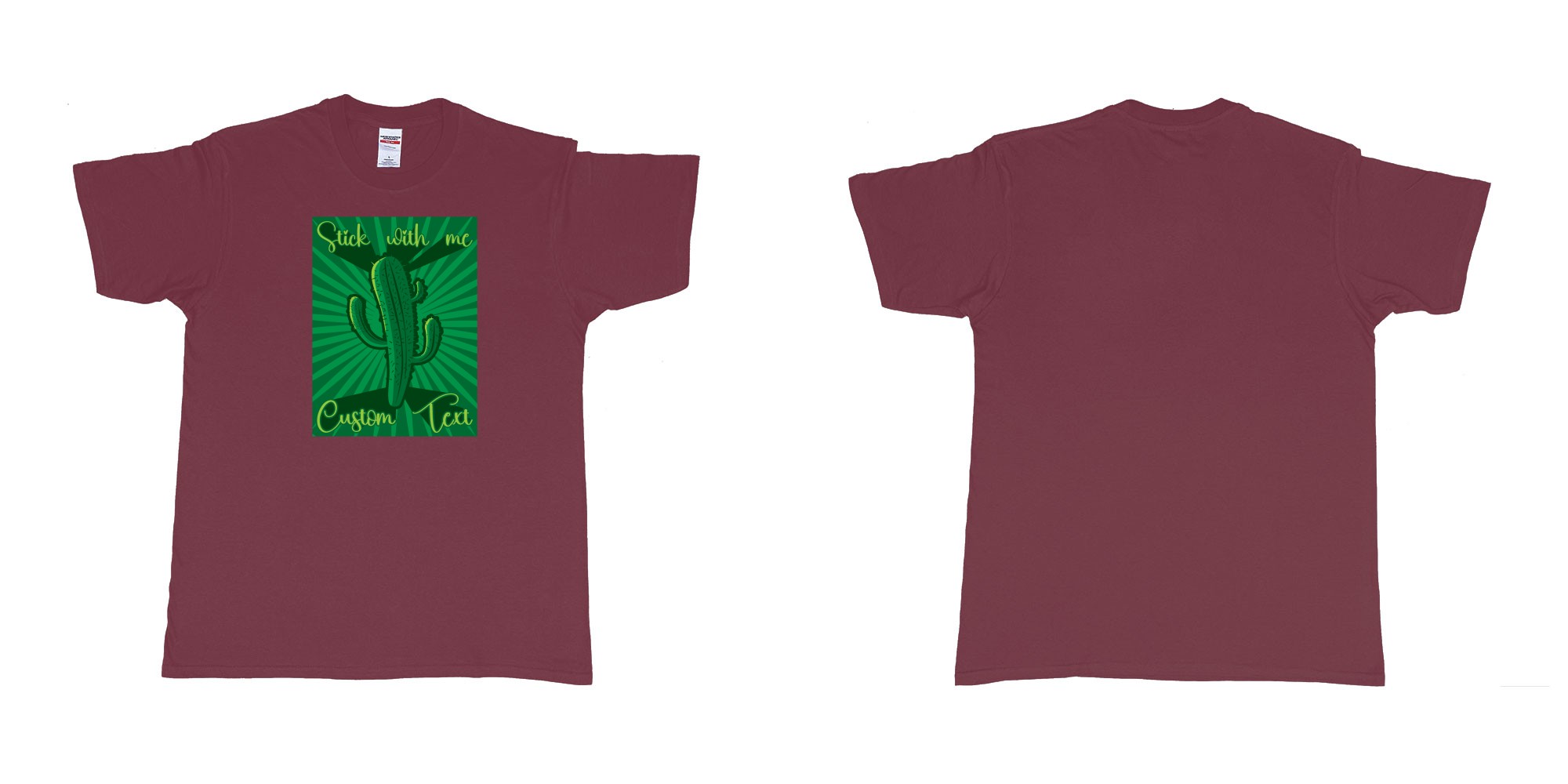 Custom tshirt design cactus stick with me in fabric color marron choice your own text made in Bali by The Pirate Way