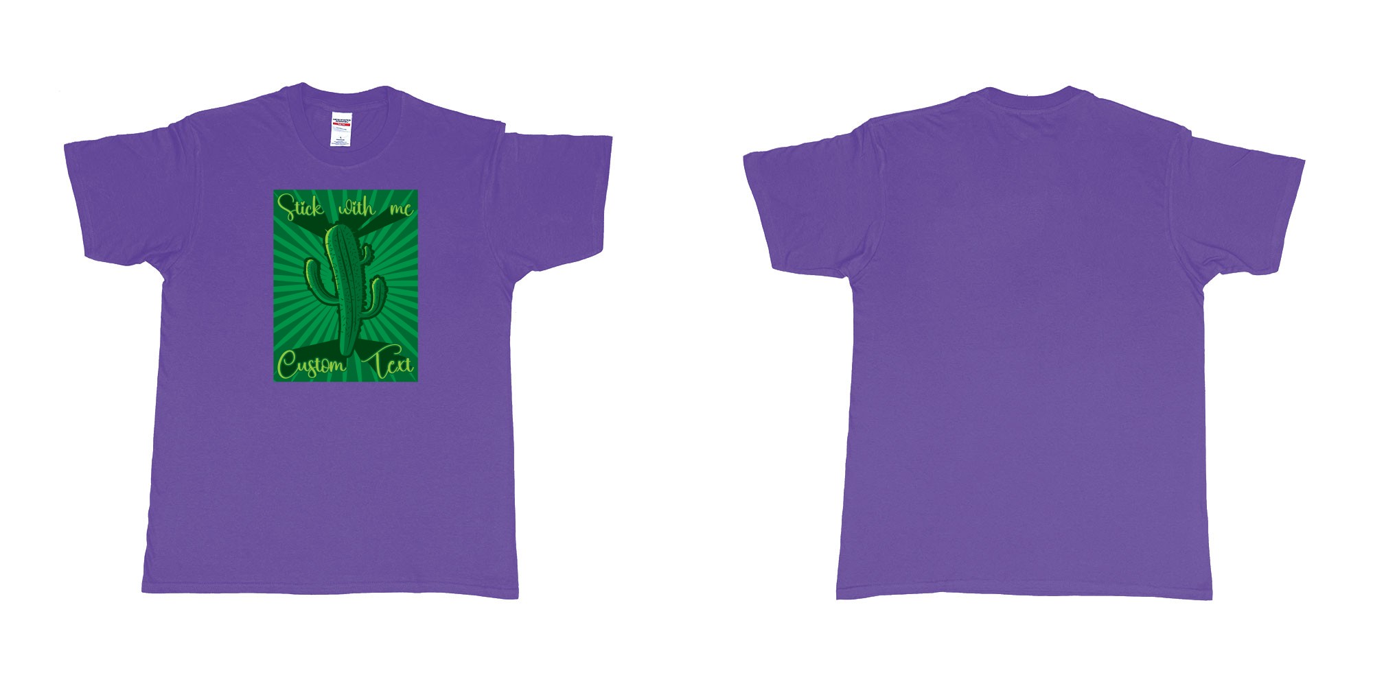 Custom tshirt design cactus stick with me in fabric color purple choice your own text made in Bali by The Pirate Way