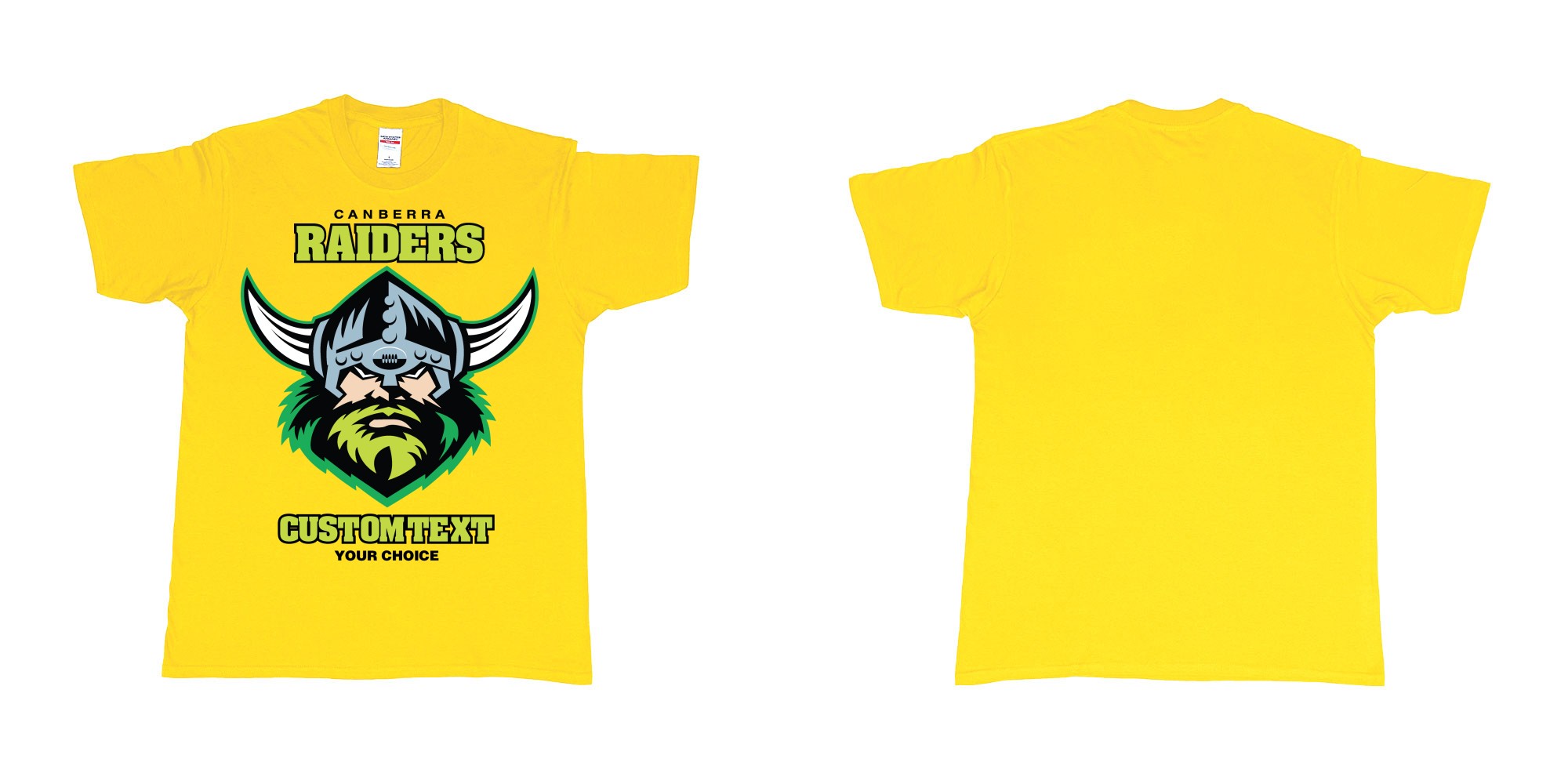 Custom tshirt design canberra raiders nrl logo own printed text near you in fabric color daisy choice your own text made in Bali by The Pirate Way