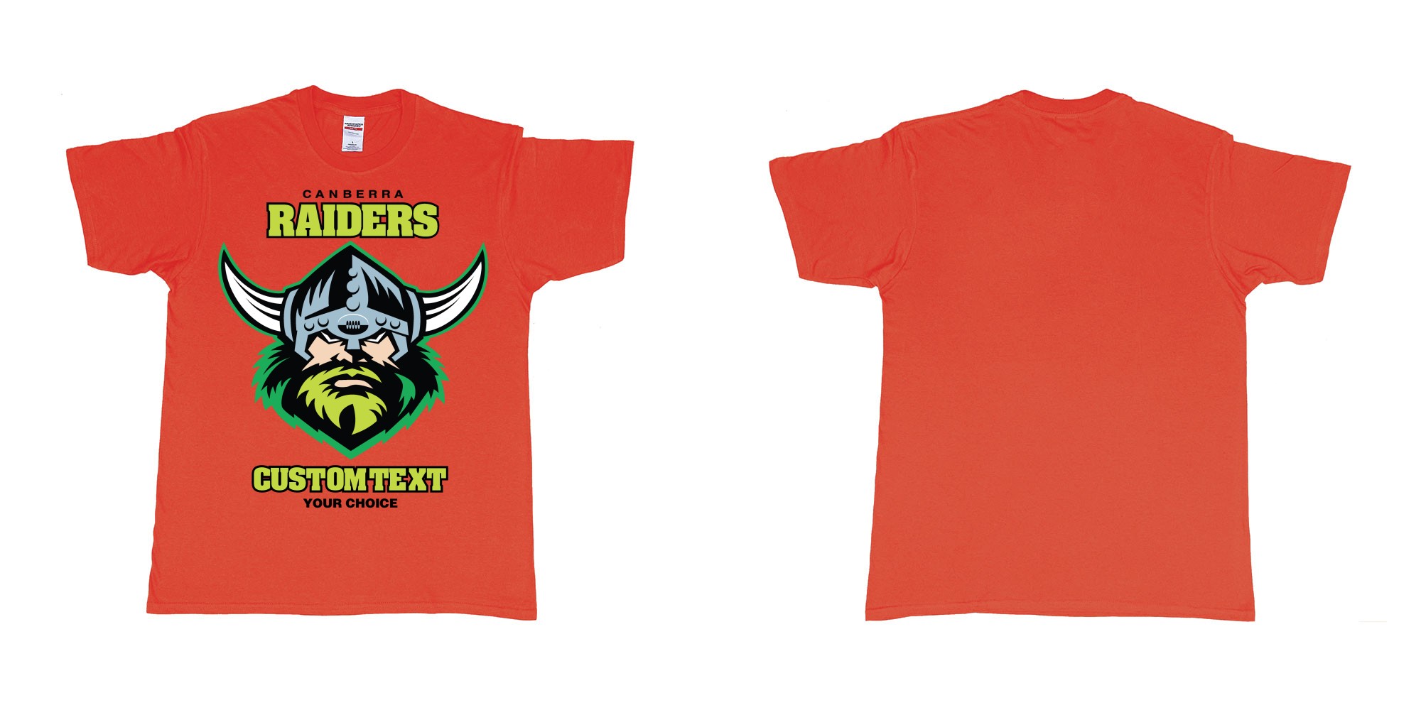 Custom tshirt design canberra raiders nrl logo own printed text near you in fabric color red choice your own text made in Bali by The Pirate Way