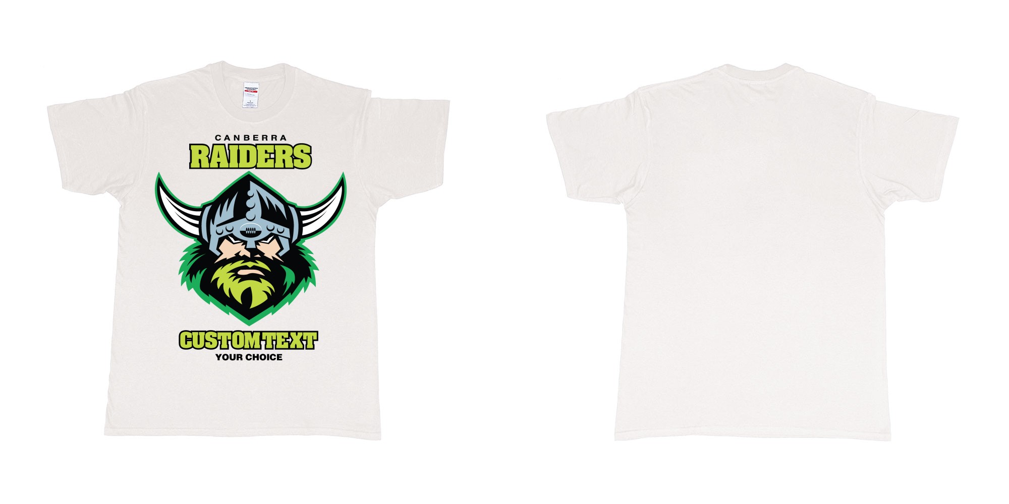 Custom tshirt design canberra raiders nrl logo own printed text near you in fabric color white choice your own text made in Bali by The Pirate Way