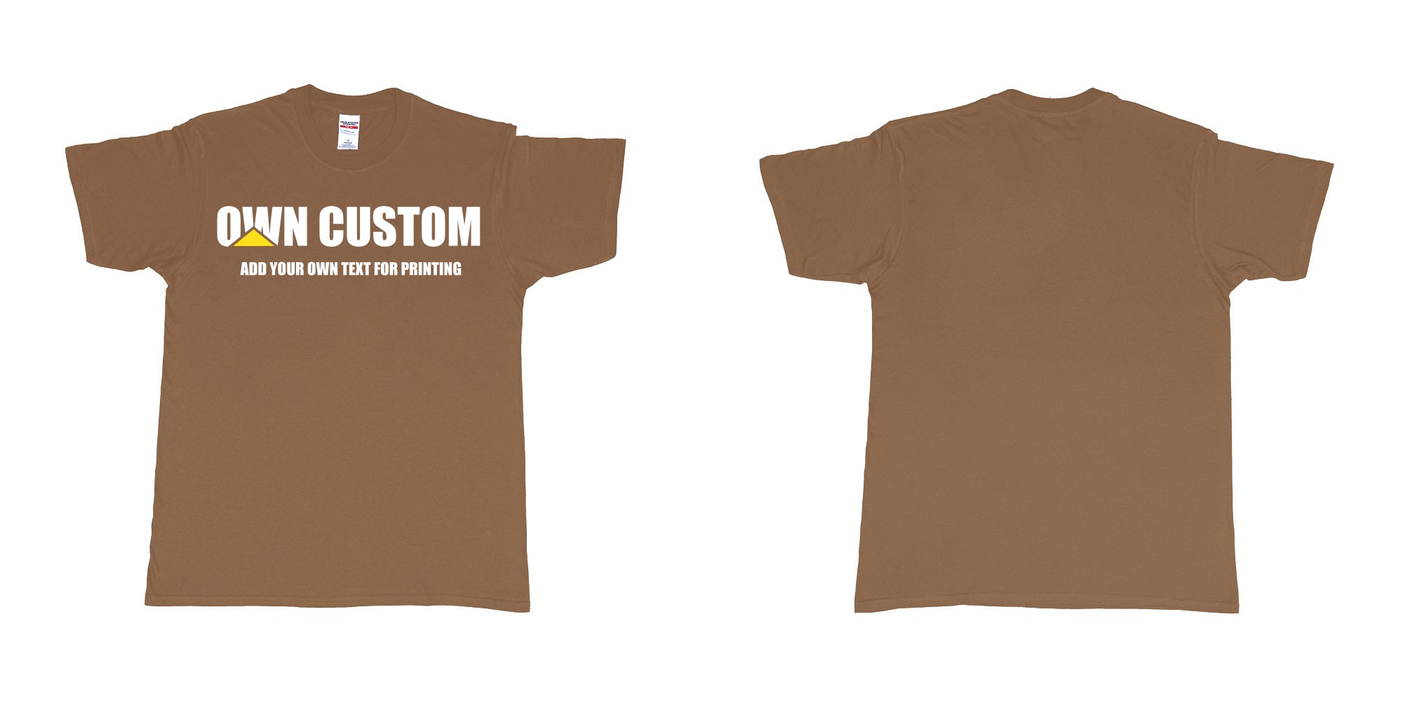 Custom tshirt design caterpillar inc logo custom text printing shirt in fabric color chestnut choice your own text made in Bali by The Pirate Way