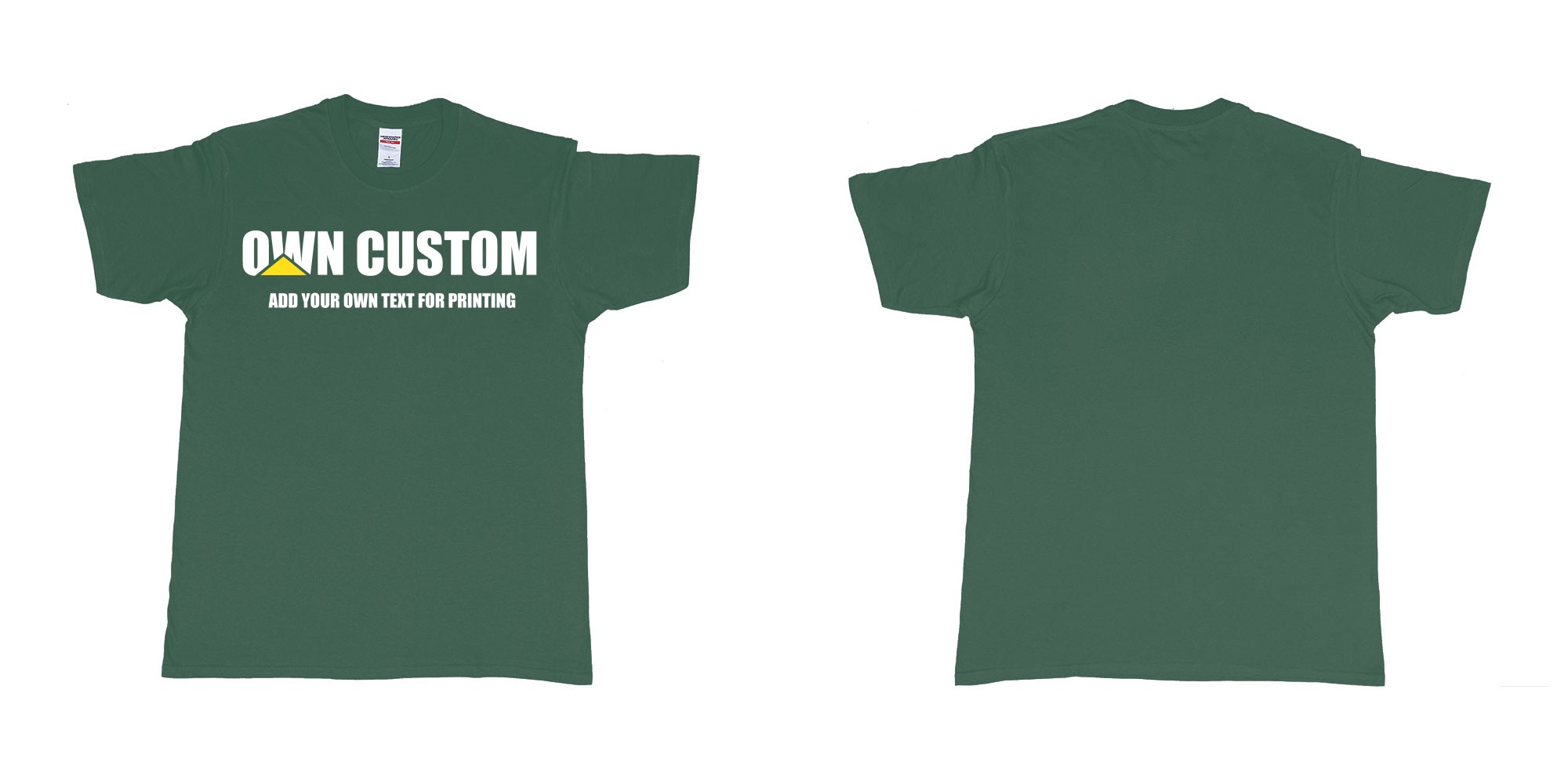 Custom tshirt design caterpillar inc logo custom text printing shirt in fabric color forest-green choice your own text made in Bali by The Pirate Way