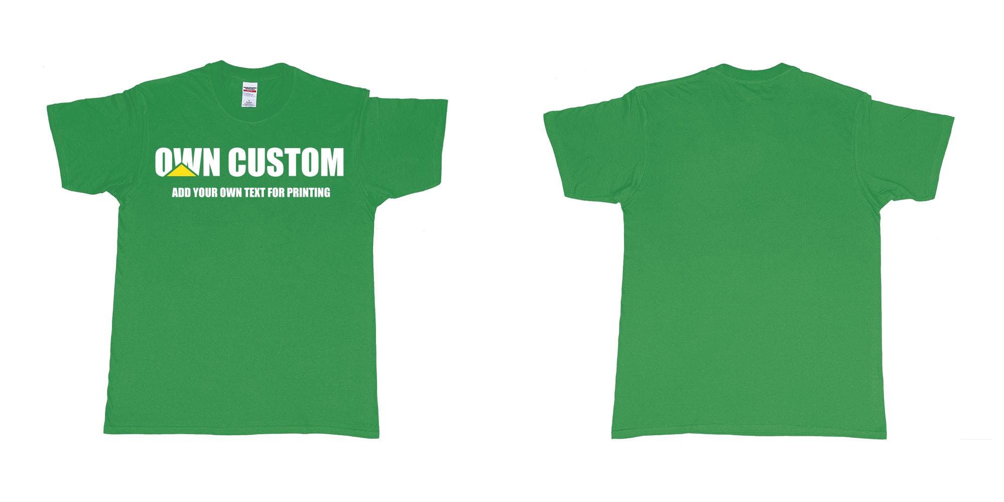 Custom tshirt design caterpillar inc logo custom text printing shirt in fabric color irish-green choice your own text made in Bali by The Pirate Way