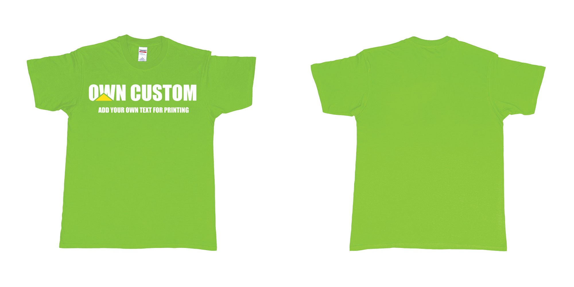 Custom tshirt design caterpillar inc logo custom text printing shirt in fabric color lime choice your own text made in Bali by The Pirate Way