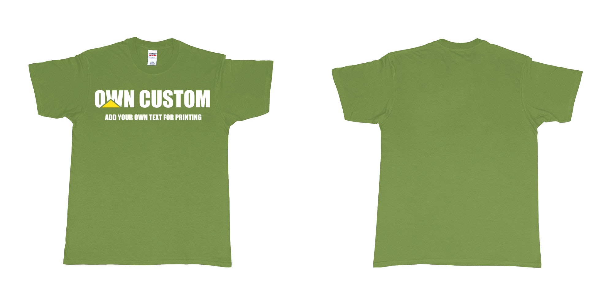 Custom tshirt design caterpillar inc logo custom text printing shirt in fabric color military-green choice your own text made in Bali by The Pirate Way