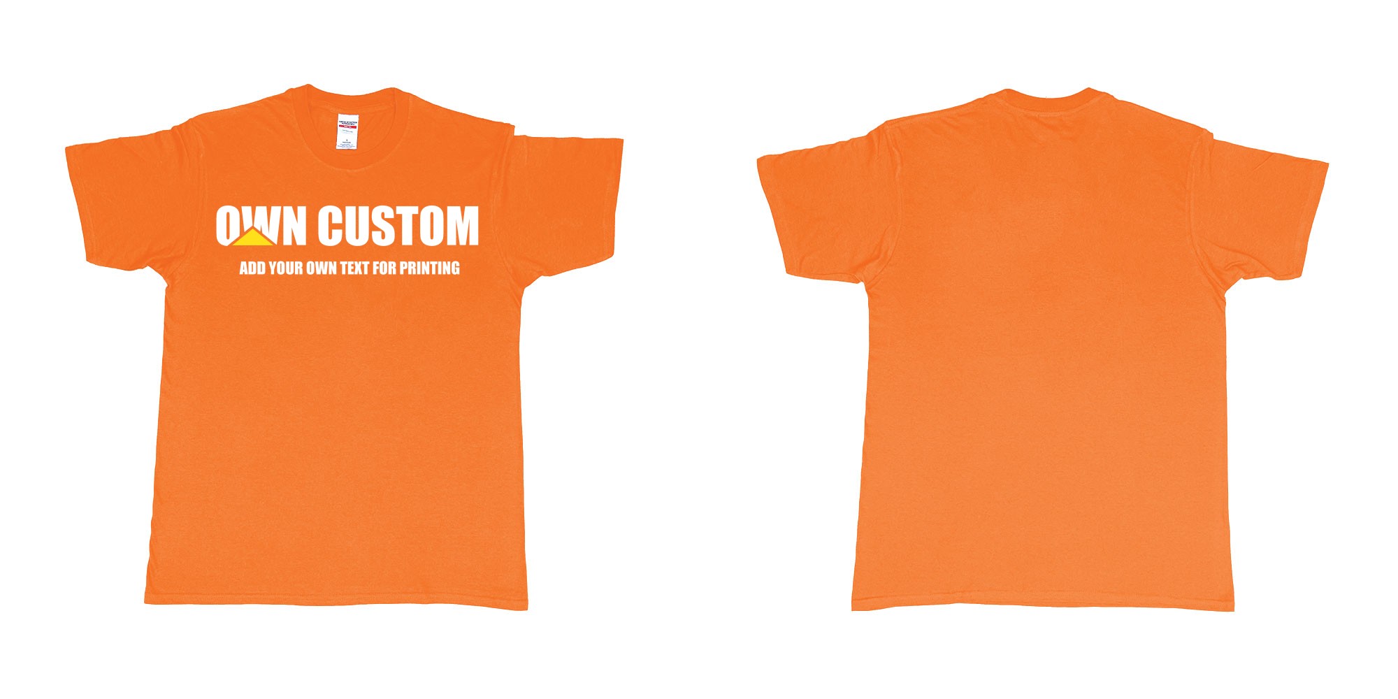 Custom tshirt design caterpillar inc logo custom text printing shirt in fabric color orange choice your own text made in Bali by The Pirate Way