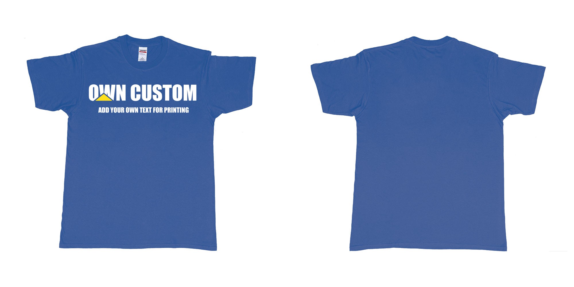 Custom tshirt design caterpillar inc logo custom text printing shirt in fabric color royal-blue choice your own text made in Bali by The Pirate Way
