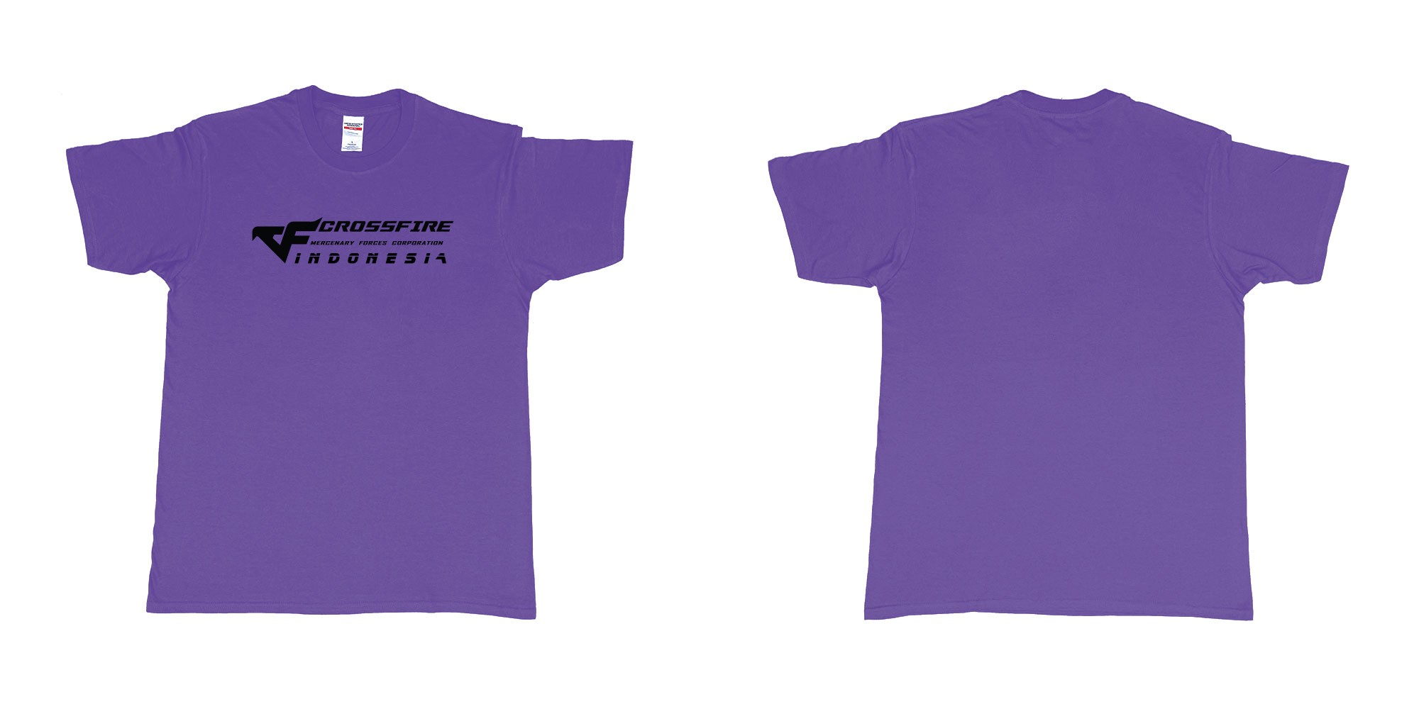 Custom tshirt design cfindo crossfire indonesia tshirt in fabric color purple choice your own text made in Bali by The Pirate Way