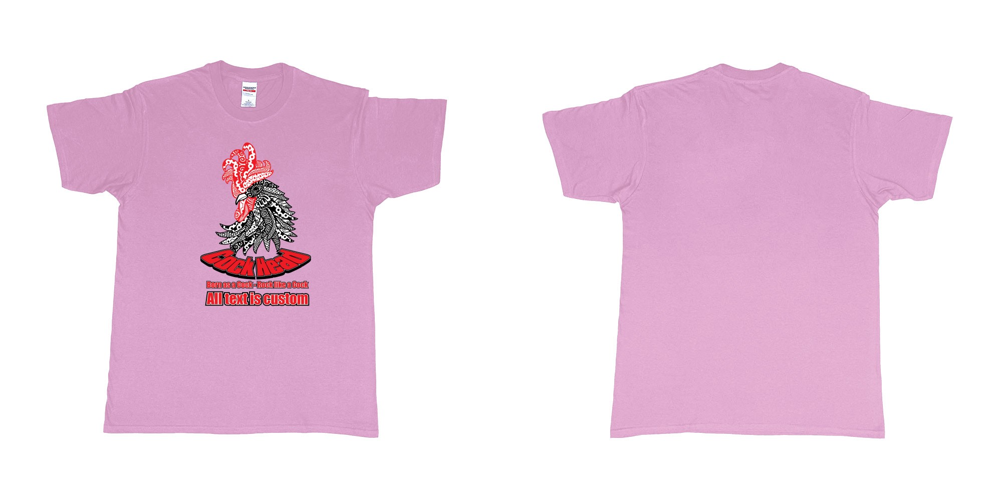 Custom tshirt design cock head rooster zodiac sign in fabric color light-pink choice your own text made in Bali by The Pirate Way