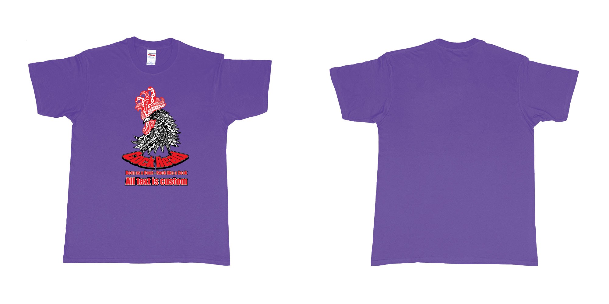 Custom tshirt design cock head rooster zodiac sign in fabric color purple choice your own text made in Bali by The Pirate Way
