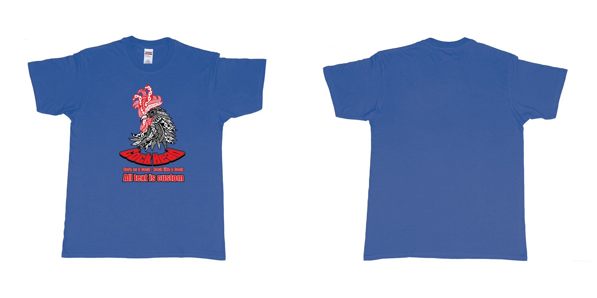 Custom tshirt design cock head rooster zodiac sign in fabric color royal-blue choice your own text made in Bali by The Pirate Way