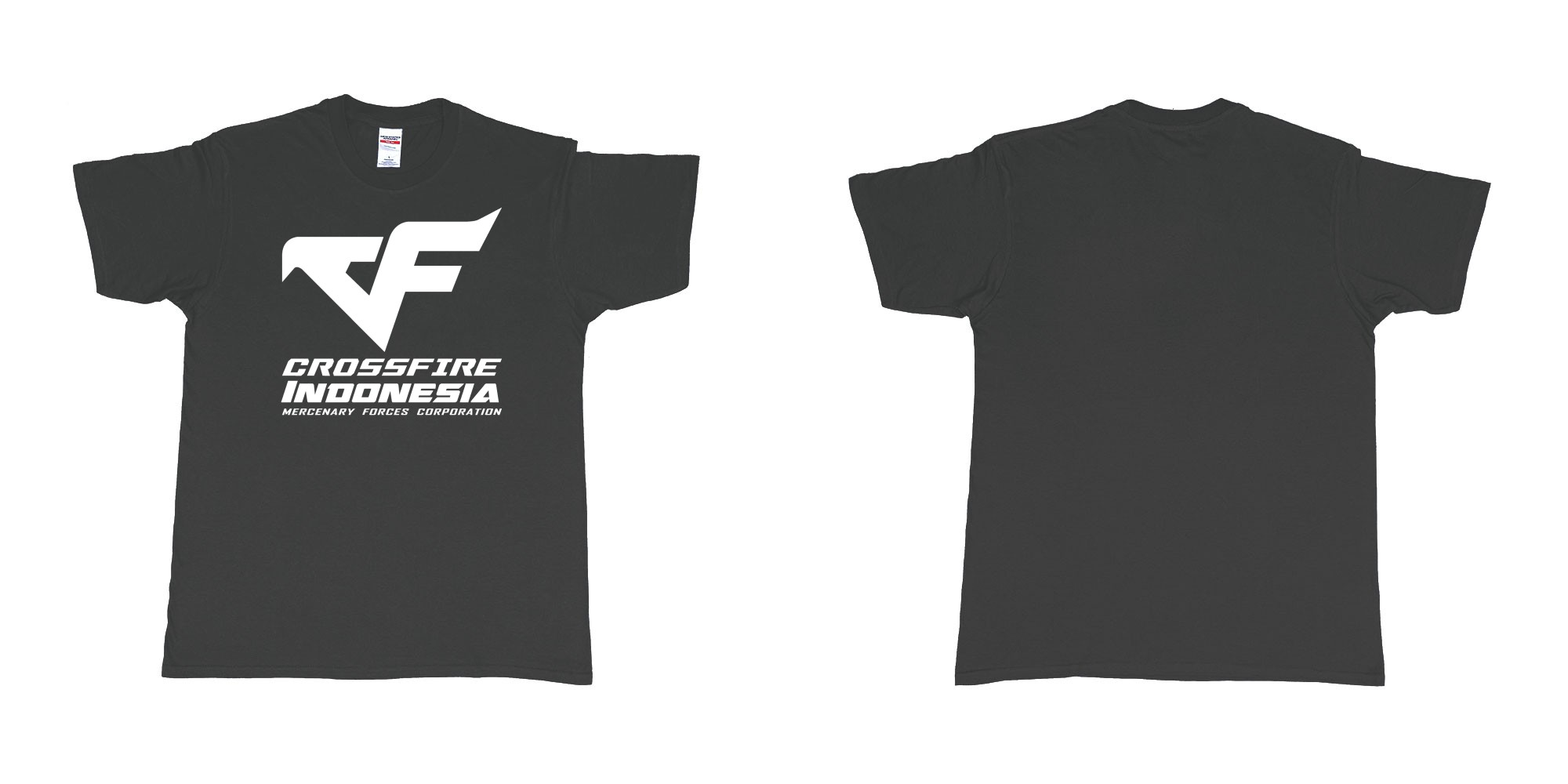 Custom tshirt design crossfire indonesia cfindo in fabric color black choice your own text made in Bali by The Pirate Way