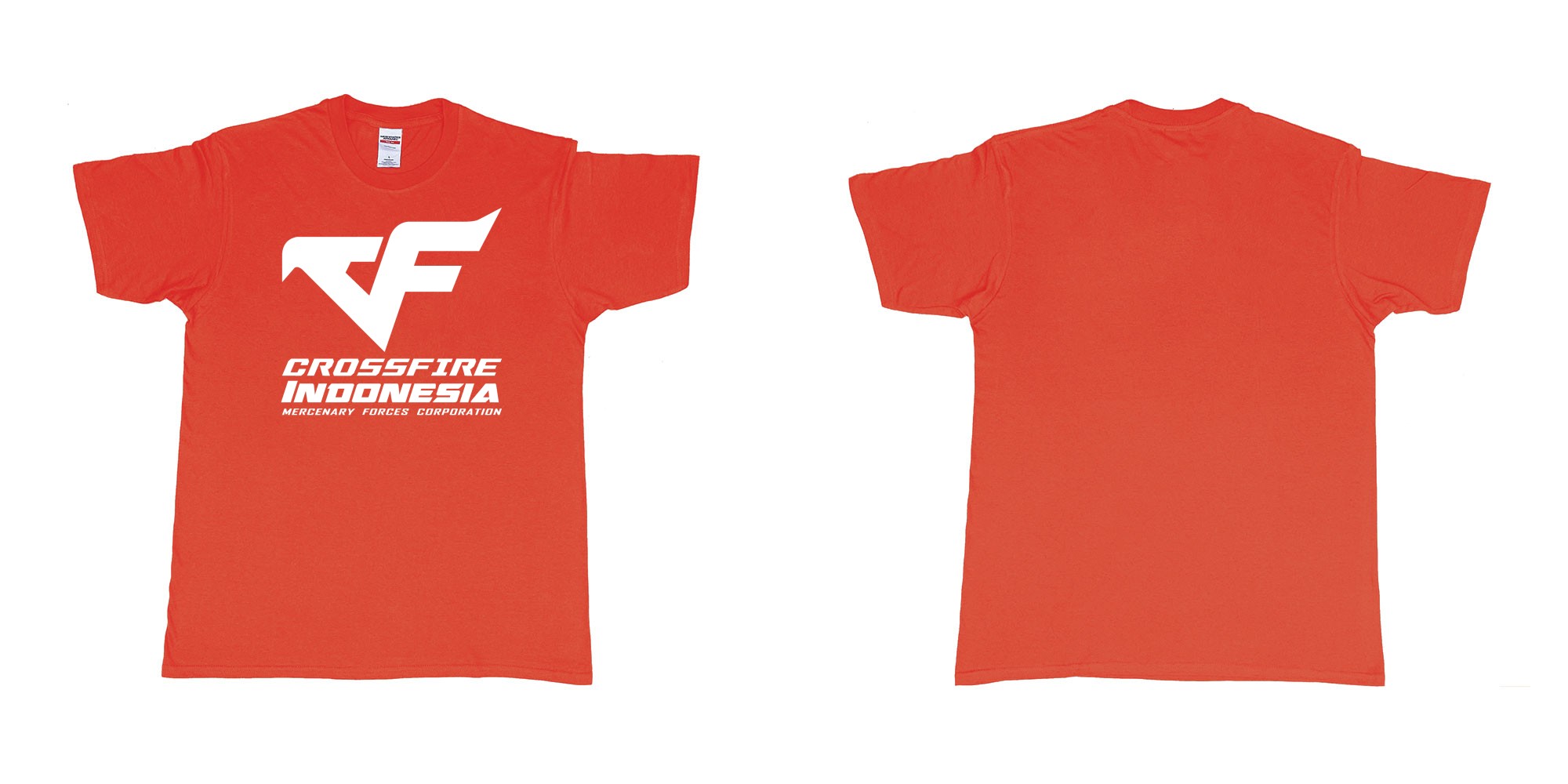 Custom tshirt design crossfire indonesia cfindo in fabric color red choice your own text made in Bali by The Pirate Way