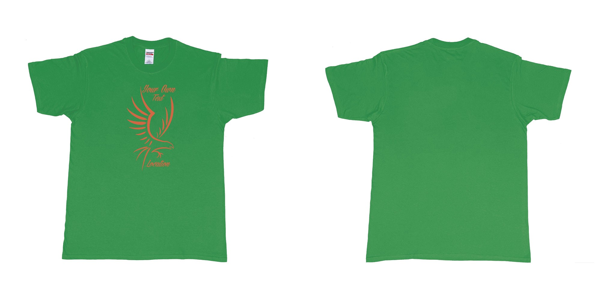 Custom tshirt design custom eagle drawing custom text in fabric color irish-green choice your own text made in Bali by The Pirate Way