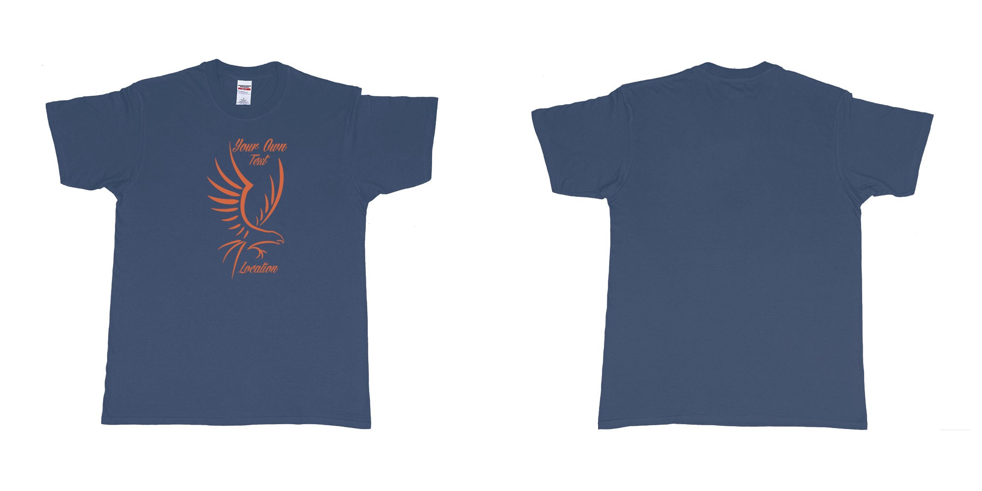 Custom tshirt design custom eagle drawing custom text in fabric color navy choice your own text made in Bali by The Pirate Way