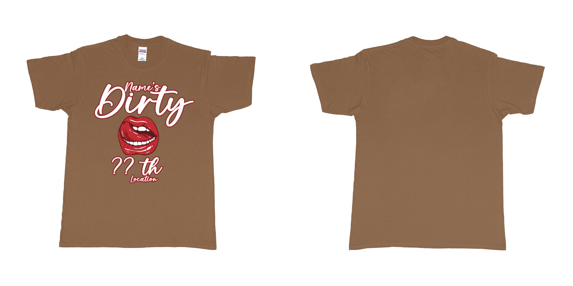 Custom tshirt design dirty thirtyish 30th custom name in fabric color chestnut choice your own text made in Bali by The Pirate Way