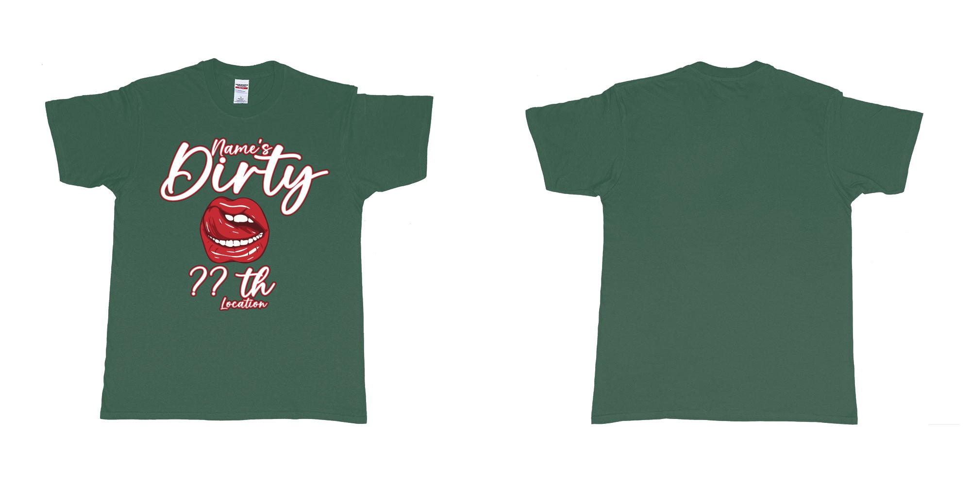 Custom tshirt design dirty thirtyish 30th custom name in fabric color forest-green choice your own text made in Bali by The Pirate Way