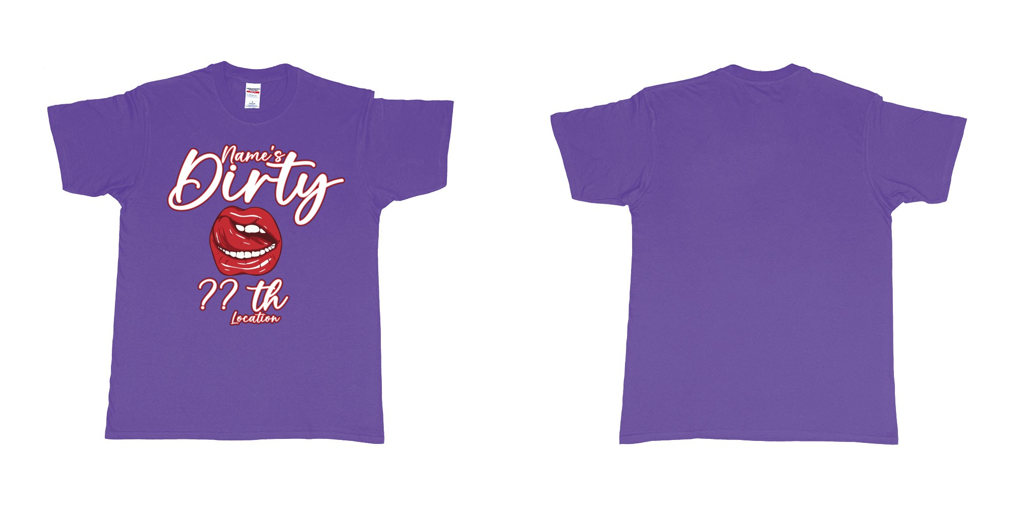 Custom tshirt design dirty thirtyish 30th custom name in fabric color purple choice your own text made in Bali by The Pirate Way