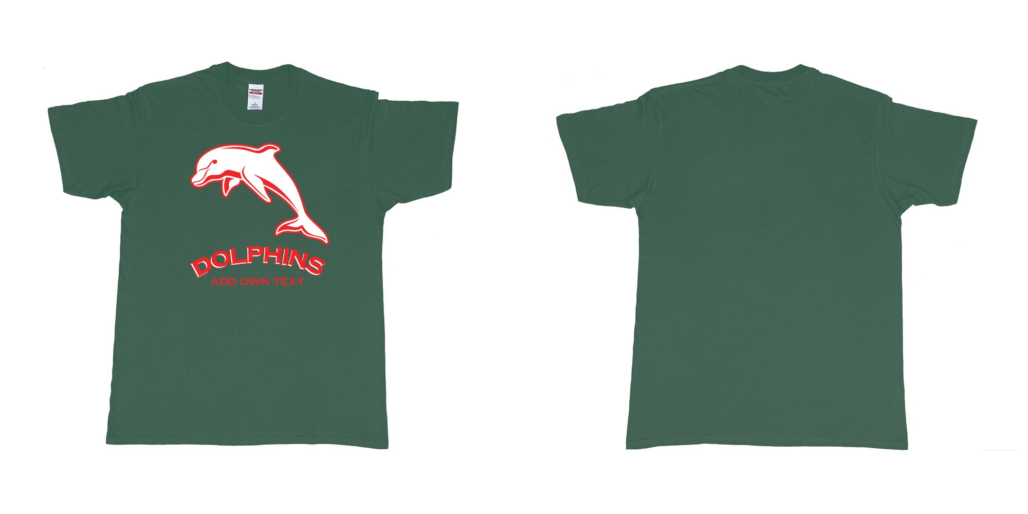 Custom tshirt design dolphins australian national rugby league custom tshirt printing in fabric color forest-green choice your own text made in Bali by The Pirate Way
