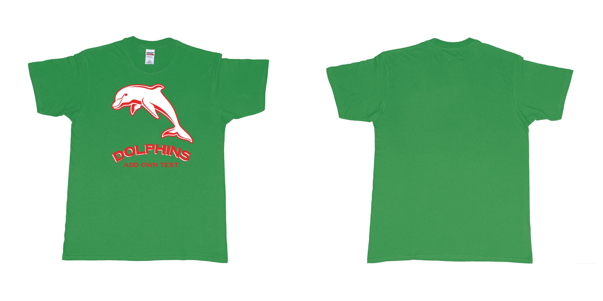 Custom tshirt design dolphins australian national rugby league custom tshirt printing in fabric color irish-green choice your own text made in Bali by The Pirate Way
