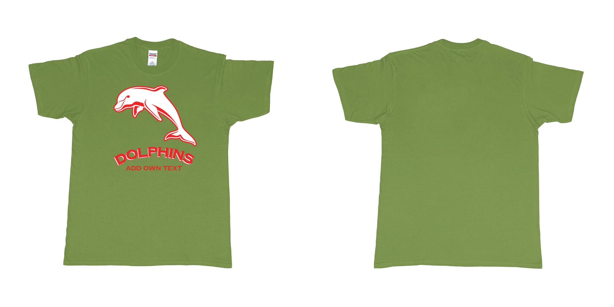 Custom tshirt design dolphins australian national rugby league custom tshirt printing in fabric color military-green choice your own text made in Bali by The Pirate Way