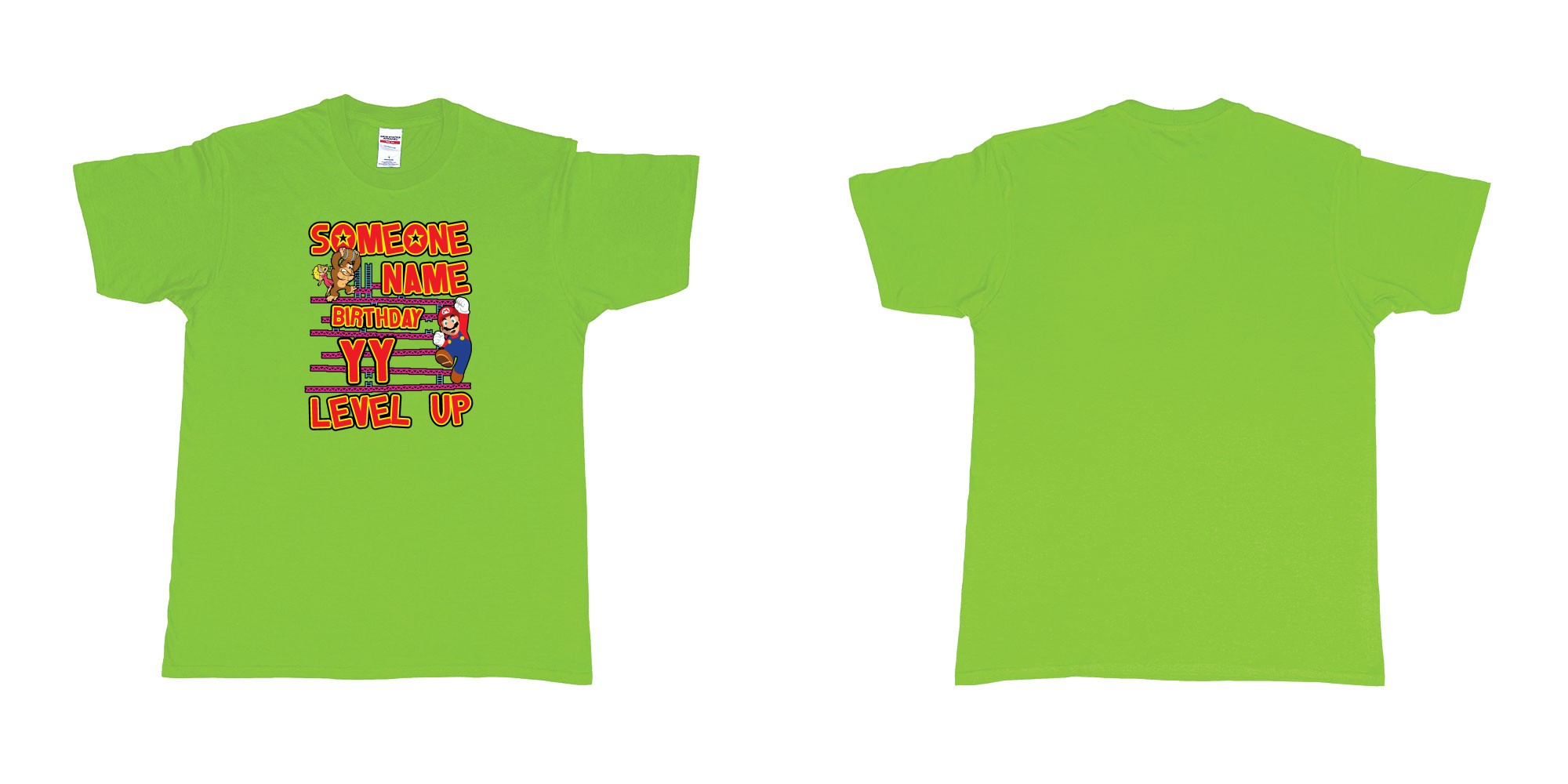 Custom tshirt design donkey kong classic arcade game custom birthday t shirt digital printing bali in fabric color lime choice your own text made in Bali by The Pirate Way