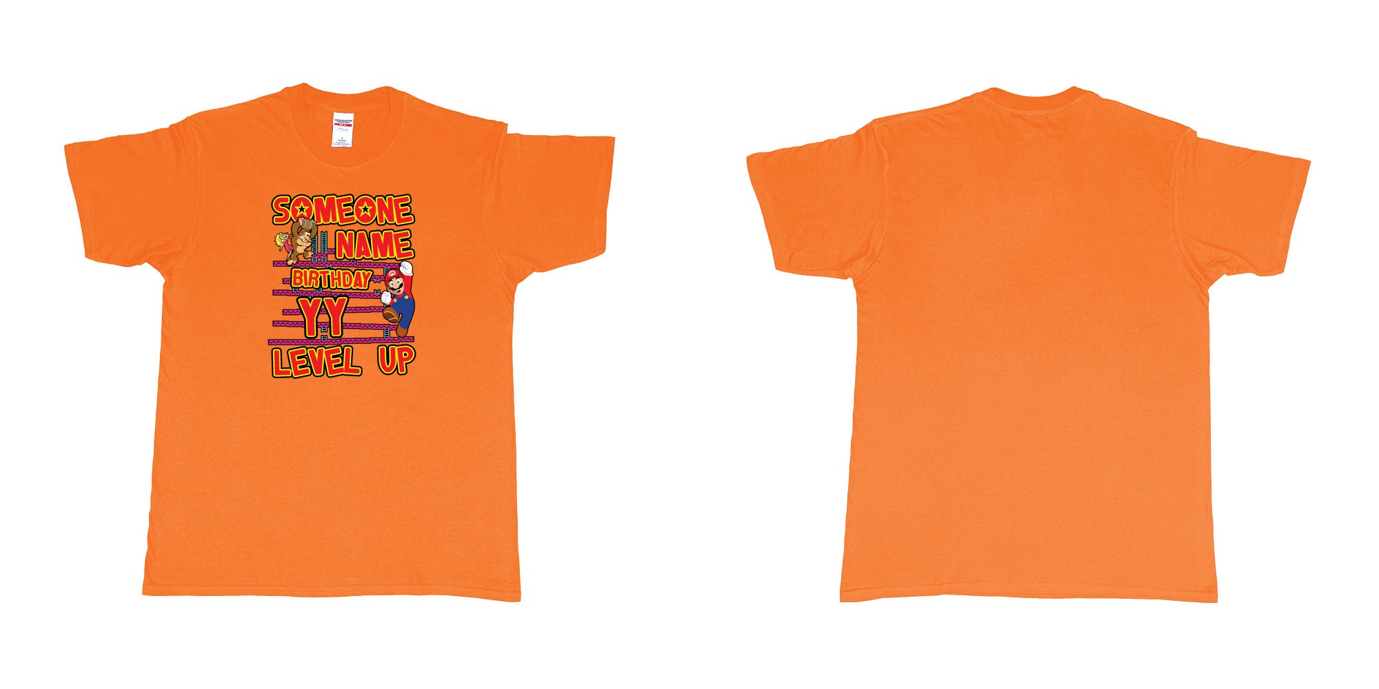 Custom tshirt design donkey kong classic arcade game custom birthday t shirt digital printing bali in fabric color orange choice your own text made in Bali by The Pirate Way