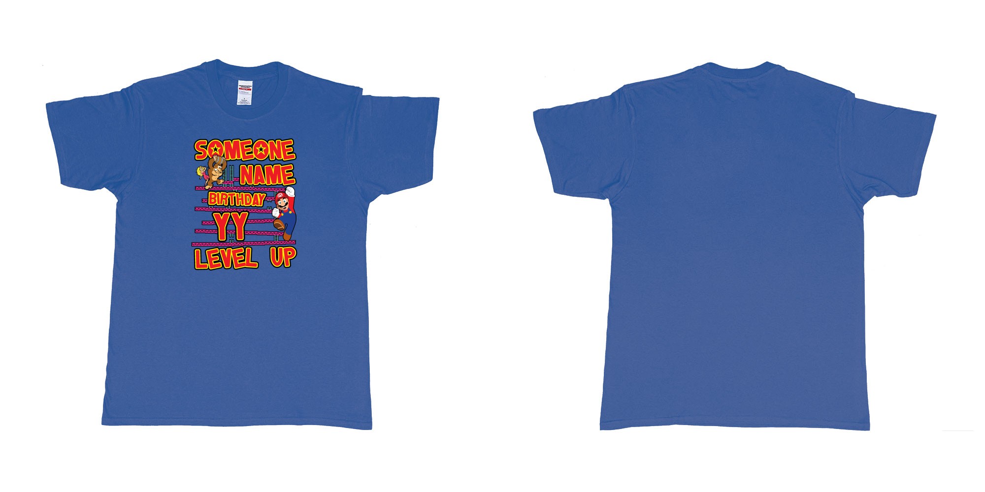 Custom tshirt design donkey kong classic arcade game custom birthday t shirt digital printing bali in fabric color royal-blue choice your own text made in Bali by The Pirate Way