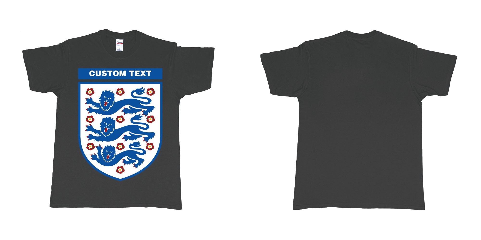 Custom tshirt design england national football team logo in fabric color black choice your own text made in Bali by The Pirate Way